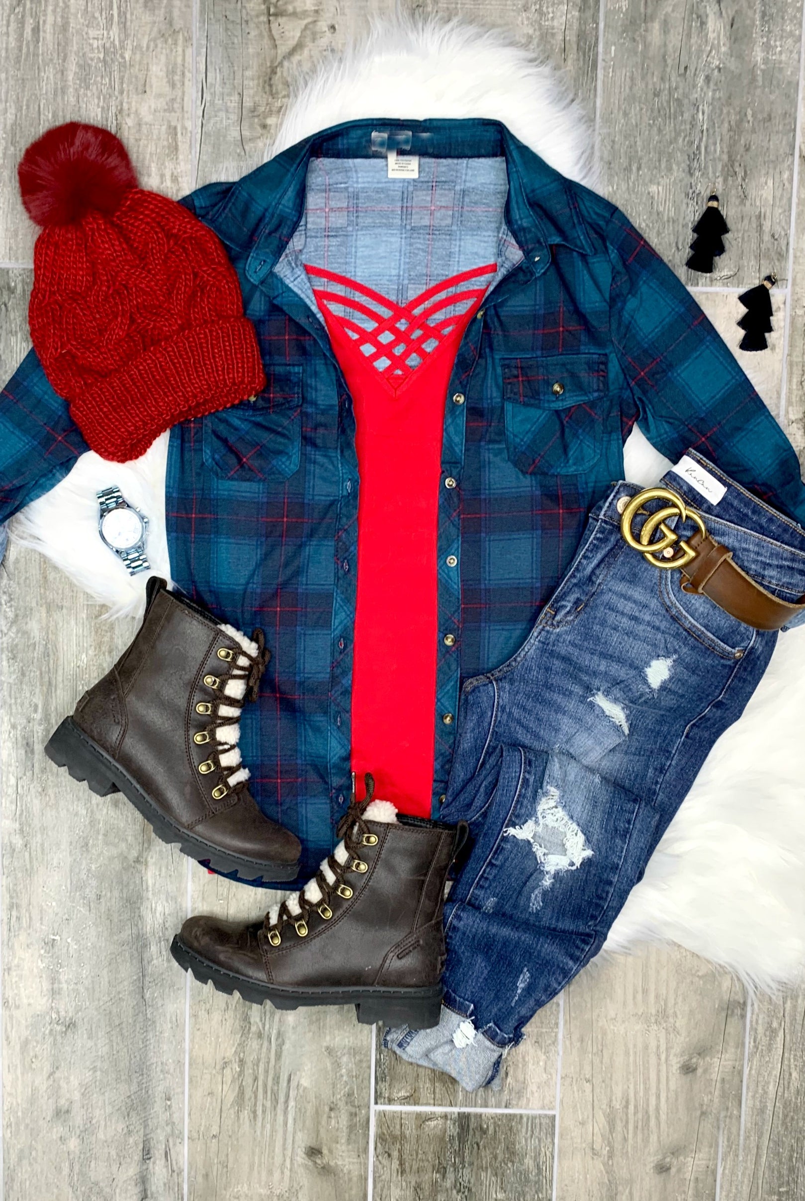 Penny Plaid Flannel Top - Teal/Navy-flannel-privityboutique-Privity Boutique, Women’s Fashion Boutique in Mesa, Arizona