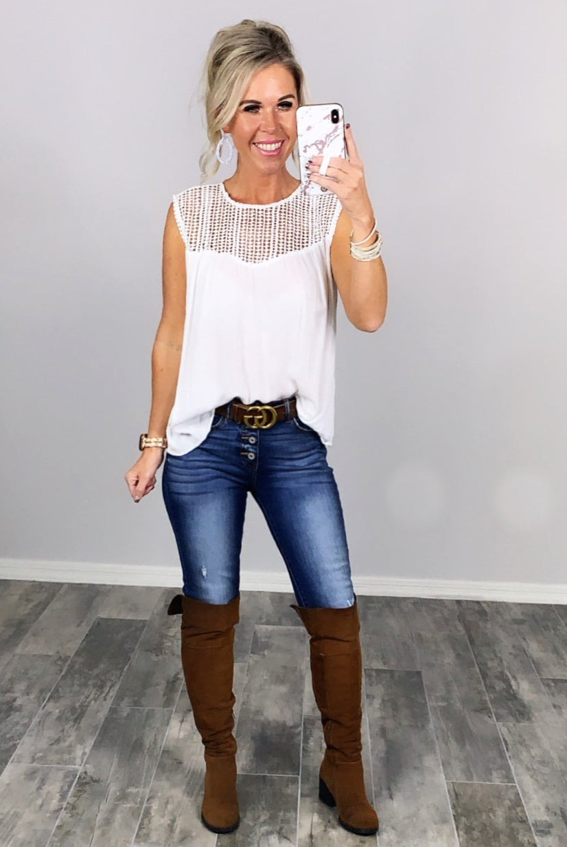 Just Pause White Top-flannel-privityboutique-Privity Boutique, Women’s Fashion Boutique in Mesa, Arizona
