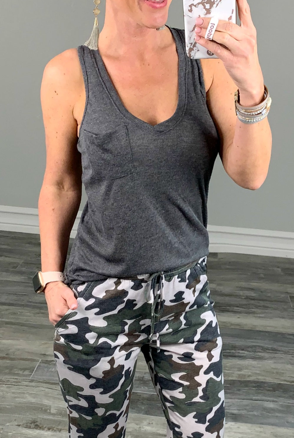 Weekend Vibes Ribbed Pocket Tank - Grey-bandeau-privityboutique-Privity Boutique, Women’s Fashion Boutique in Mesa, Arizona