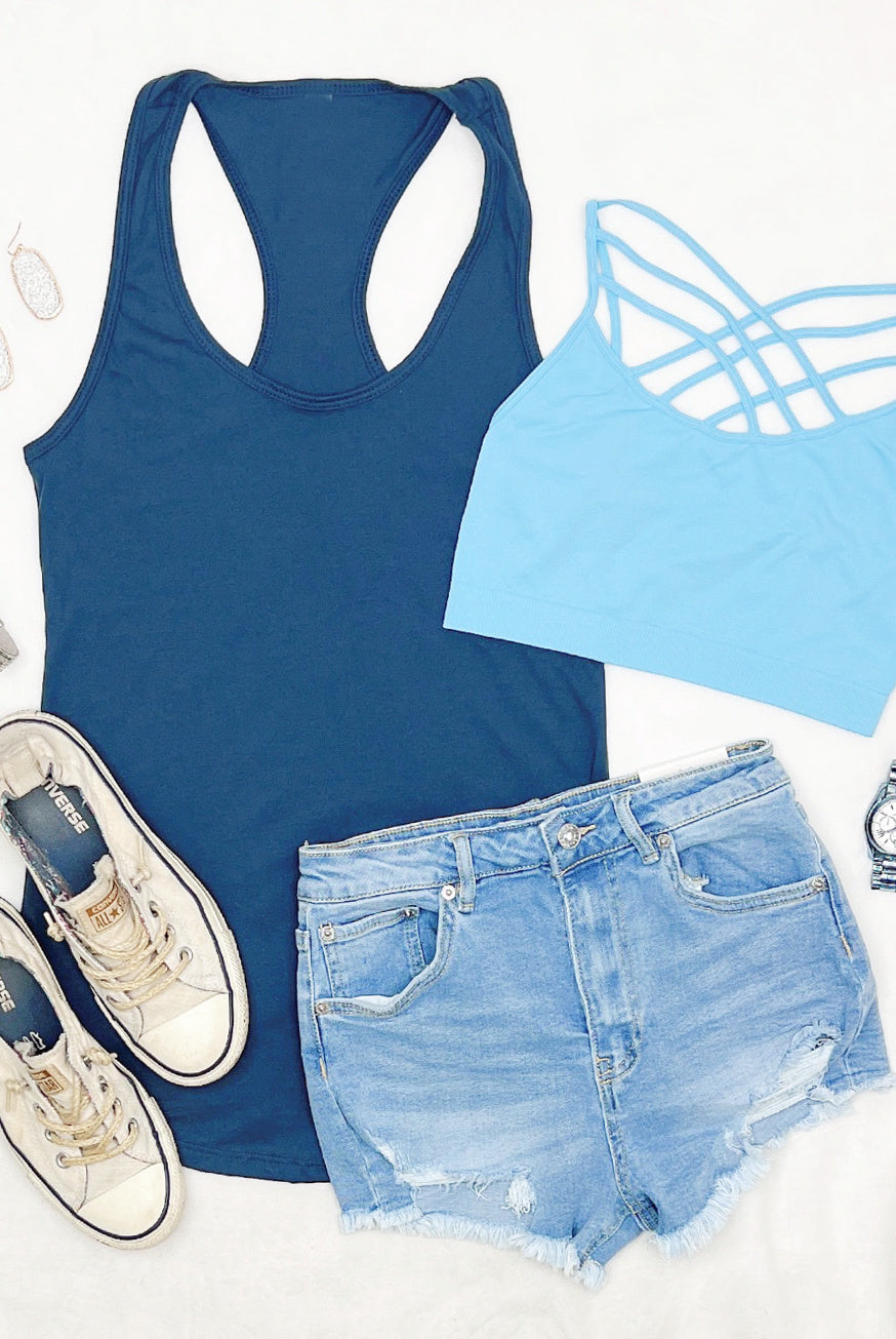 Basic Racerback Tank - Indigo-Top-privityboutique.com-Privity Boutique, Women’s Fashion Boutique in Mesa, Arizona