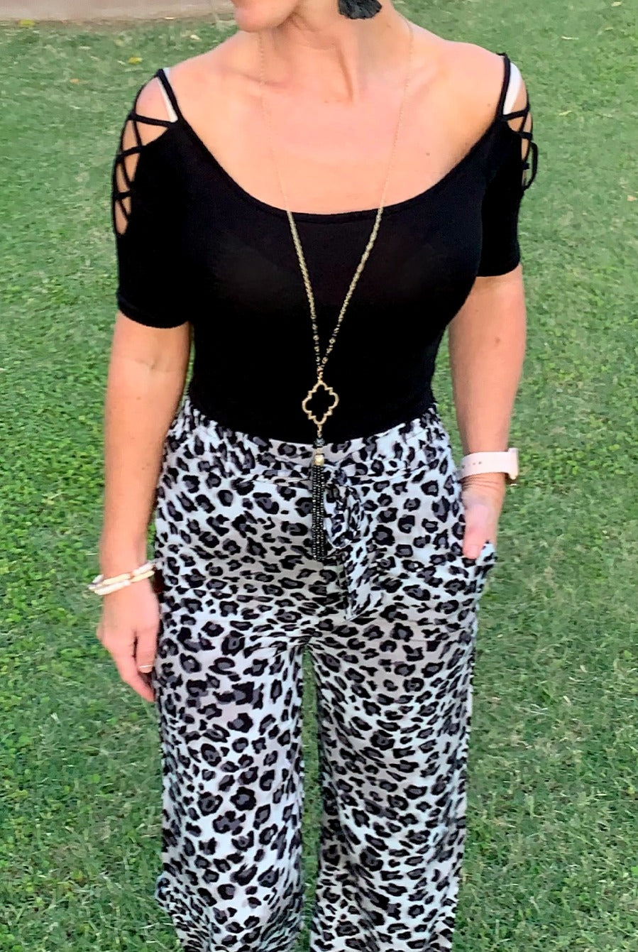 Leopard Pants - Grey-palazzo-privityboutique.com-Privity Boutique, Women’s Fashion Boutique in Mesa, Arizona