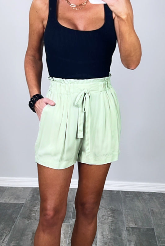 Penny For Your Thoughts Shorts - Sage-Dress-privityboutique.com-Privity Boutique, Women’s Fashion Boutique in Mesa, Arizona