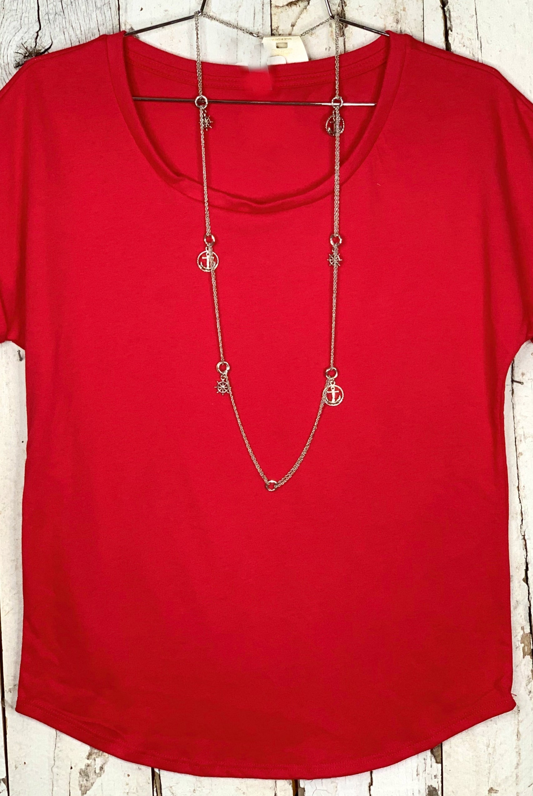 Practically Perfect Rolled Sleeve Tee - Red-Top-privityboutique.com-Privity Boutique, Women’s Fashion Boutique in Mesa, Arizona