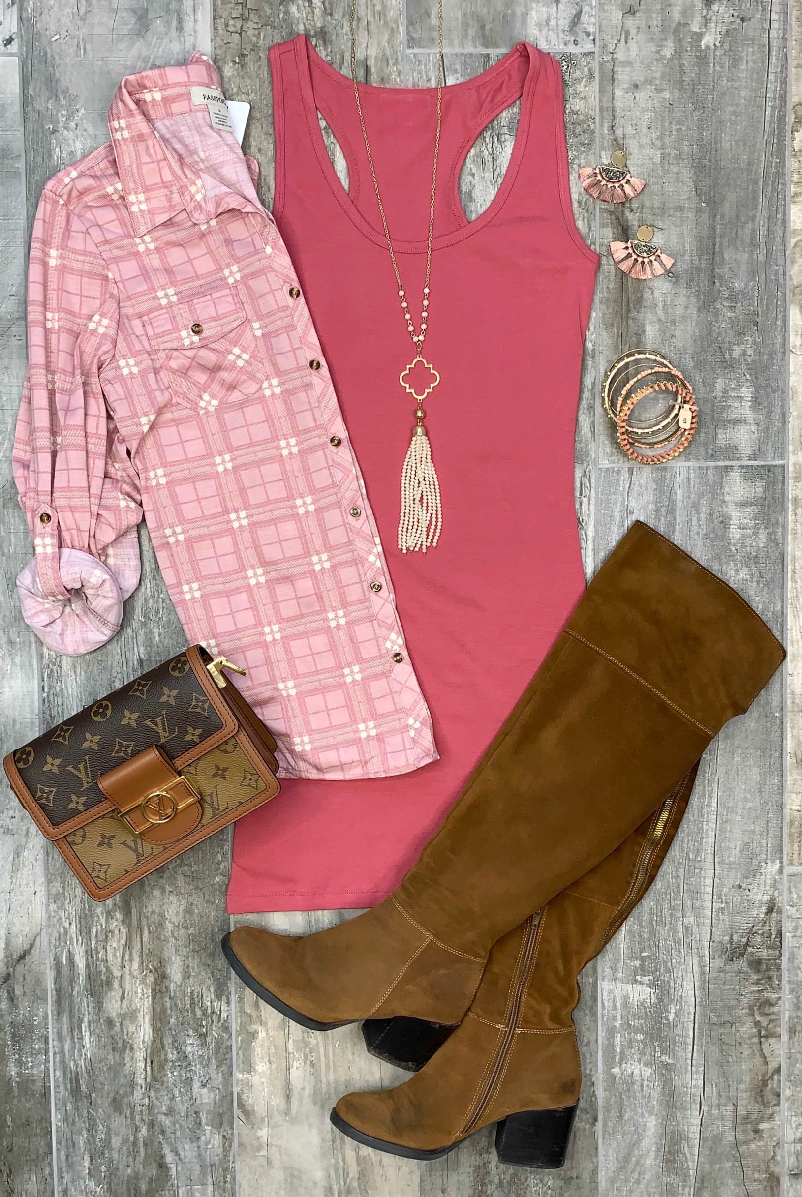 Penny Plaid Flannel Top - Blush/Ivory-flannel-privityboutique-Privity Boutique, Women’s Fashion Boutique in Mesa, Arizona