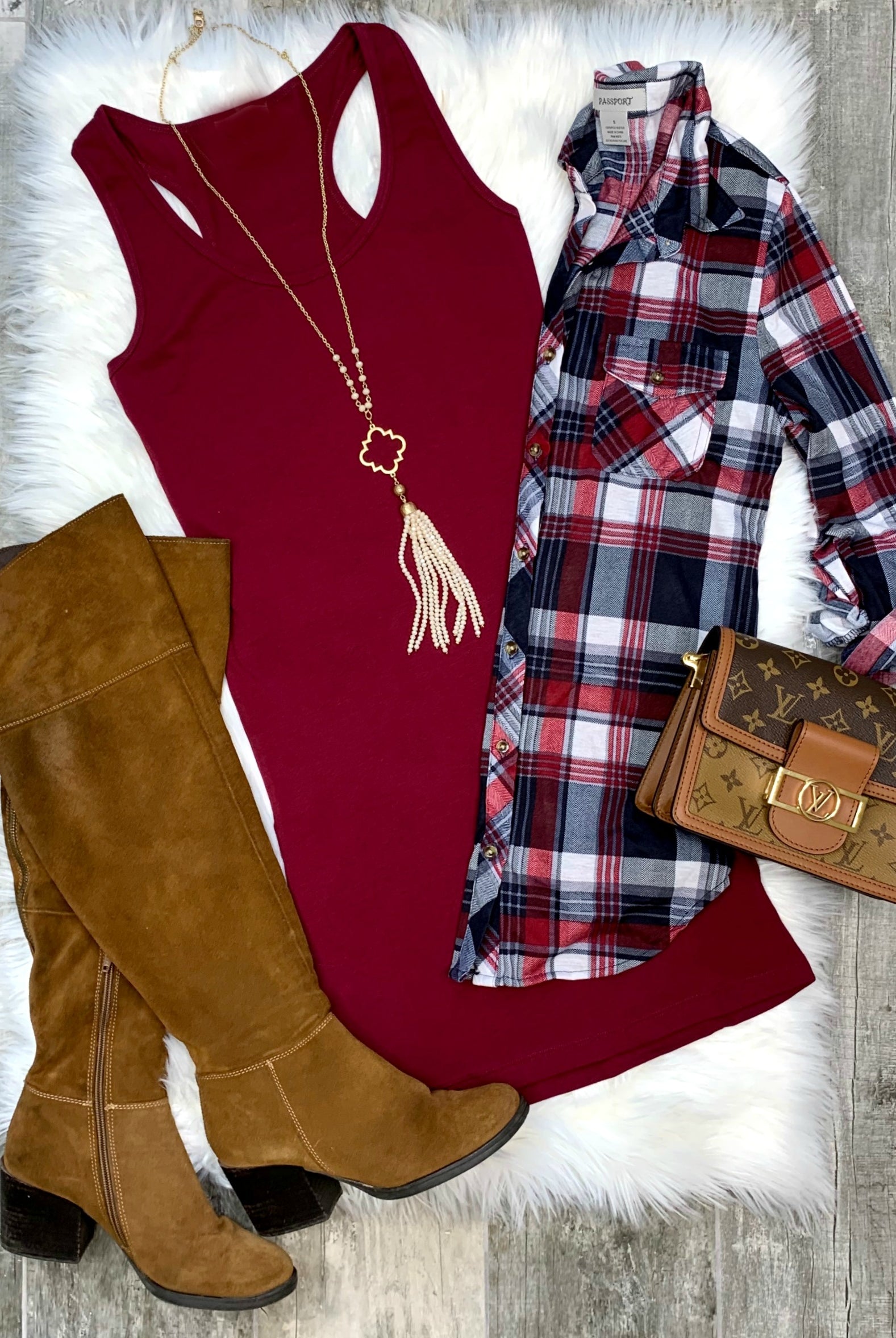 Penny Plaid Flannel Top - Burgundy/Navy/White-flannel-privityboutique-Privity Boutique, Women’s Fashion Boutique in Mesa, Arizona