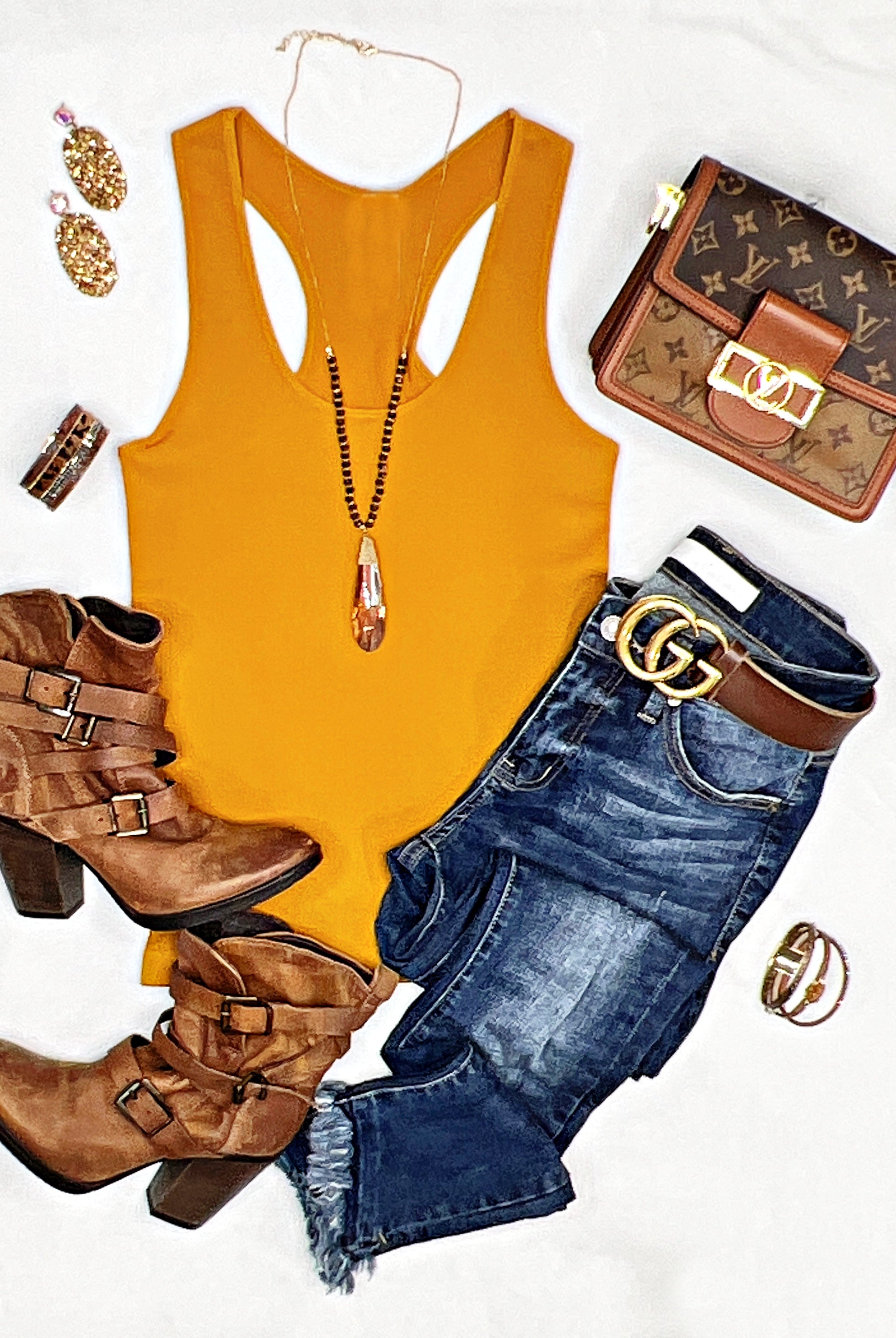 Everyday Basic Ribbed Racerback Tank - Mustard-racerback tank top-privityboutique-Privity Boutique, Women’s Fashion Boutique in Mesa, Arizona