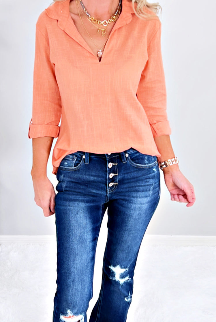 In This Moment Peach Top-flannel-privityboutique-Privity Boutique, Women’s Fashion Boutique in Mesa, Arizona