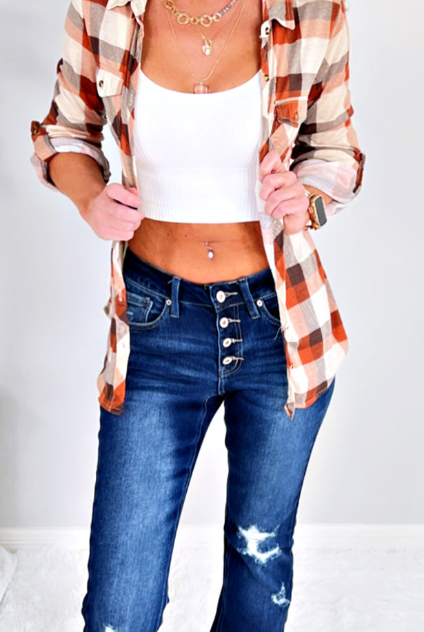 Talia Distressed Button Front Flare Jeans - Dark-jeans-privityboutique-Privity Boutique, Women’s Fashion Boutique in Mesa, Arizona