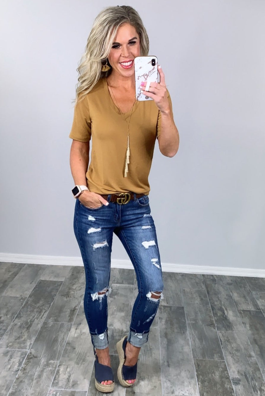 Not Your Boyfriends Tee - Coffee-Short Sleeve Top-privityboutique-Privity Boutique, Women’s Fashion Boutique in Mesa, Arizona