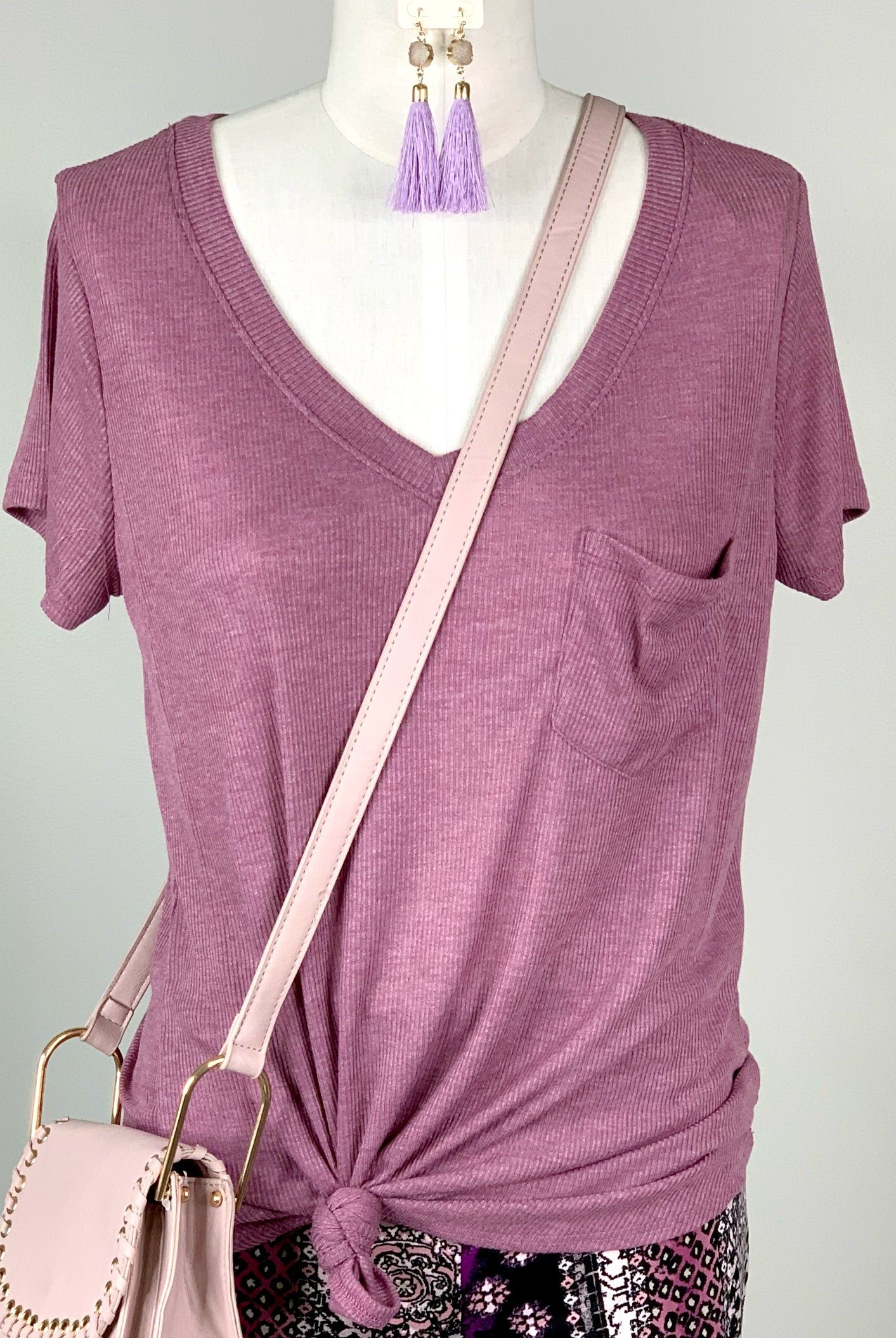 Weekend Vibes Ribbed Pocket Tee - Orchid-bandeau-privityboutique-Privity Boutique, Women’s Fashion Boutique in Mesa, Arizona