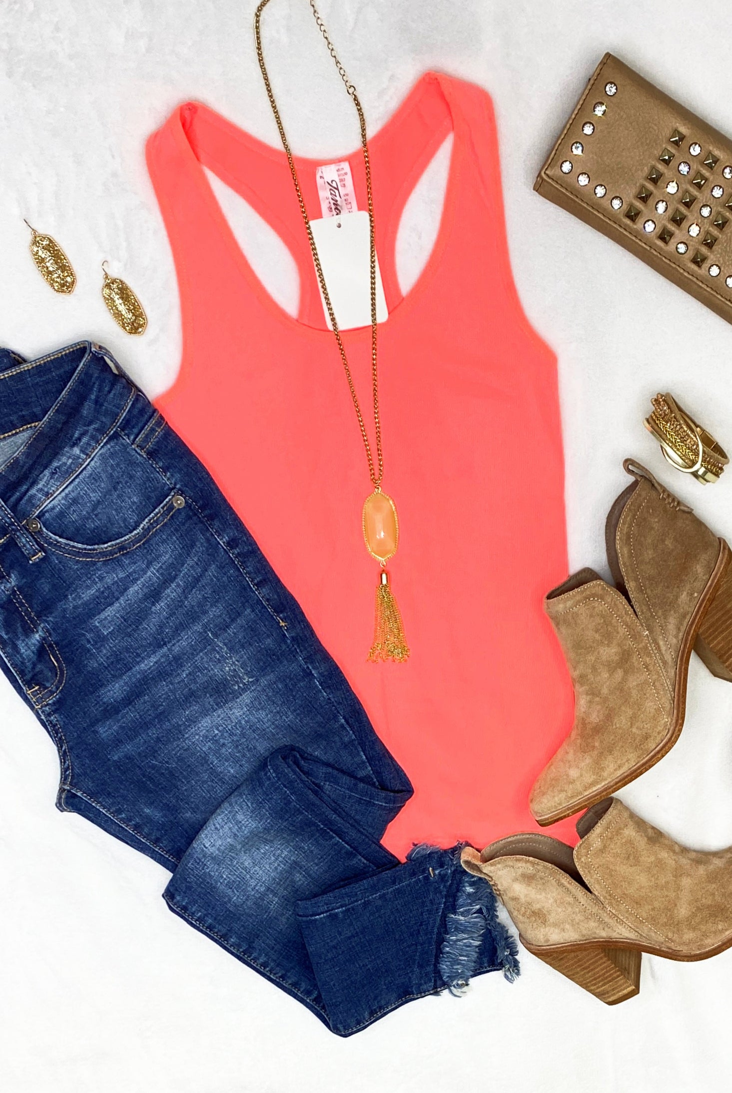 Everyday Basic Ribbed Racerback Tank - Neon Coral-racerback tank top-privityboutique-Privity Boutique, Women’s Fashion Boutique in Mesa, Arizona