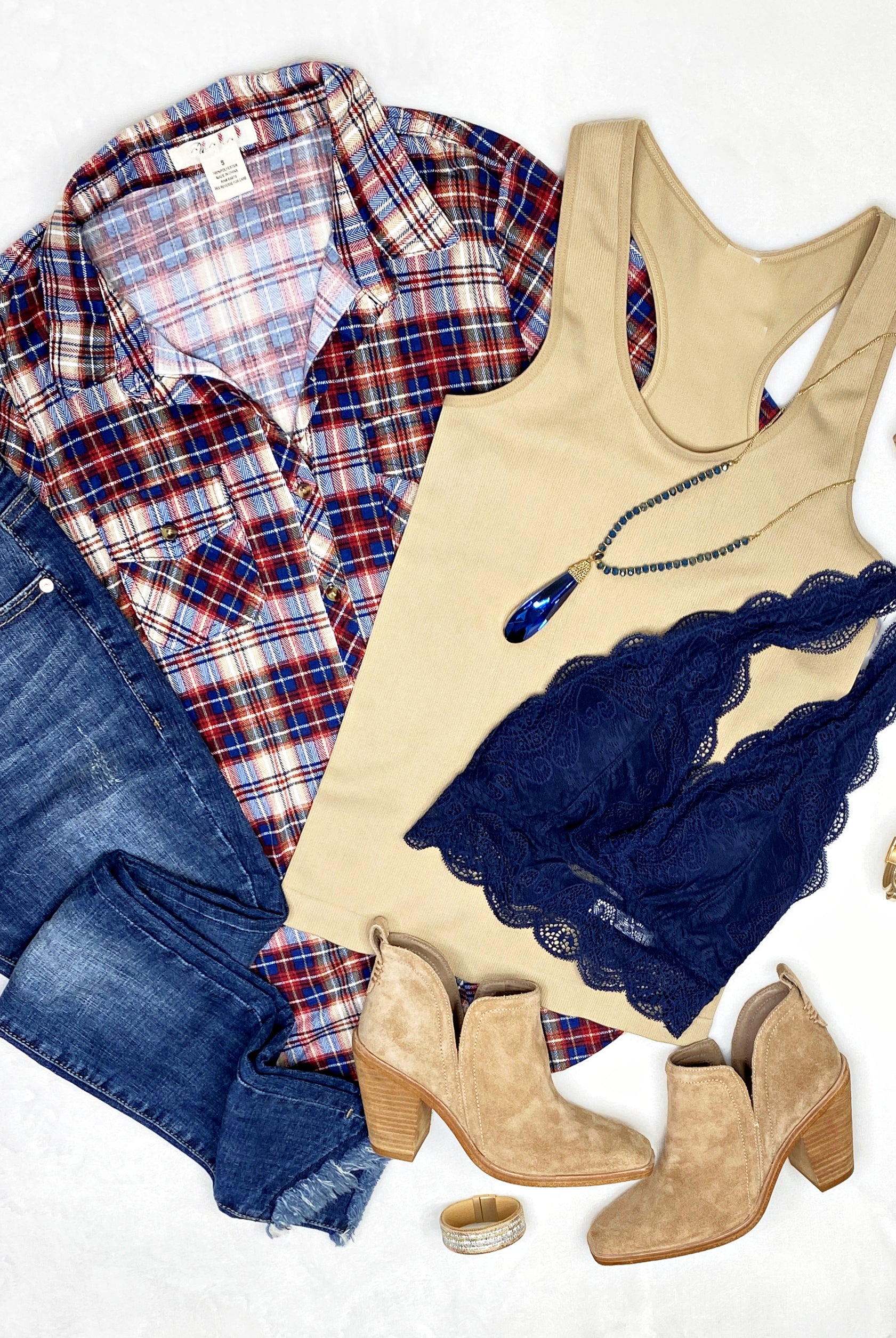 Penny Plaid Flannel Top - Burgundy/Navy/Taupe-flannel-privityboutique-Privity Boutique, Women’s Fashion Boutique in Mesa, Arizona