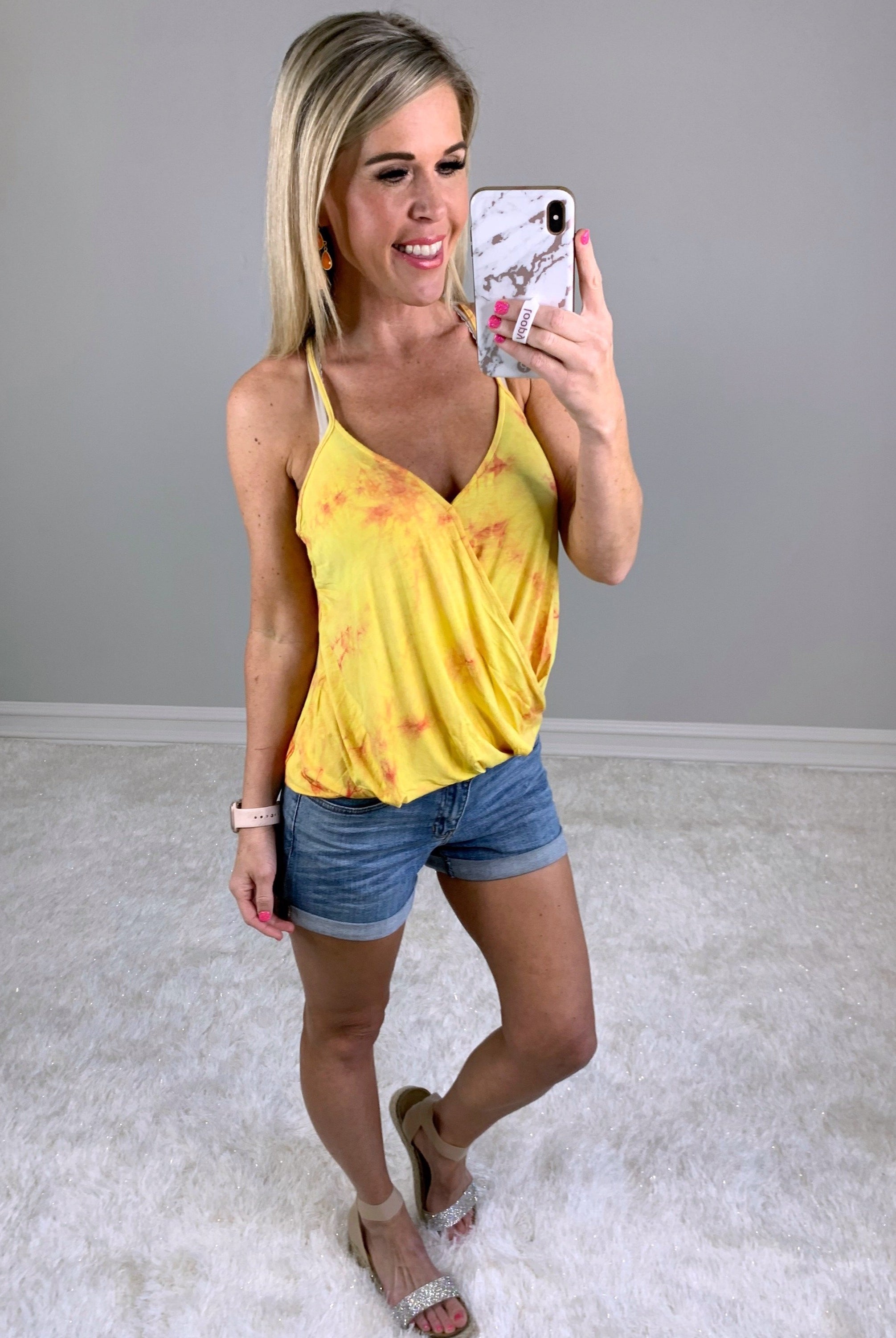 Tye Dye Twist Tank - Yellow-Top-privityboutique.com-Privity Boutique, Women’s Fashion Boutique in Mesa, Arizona