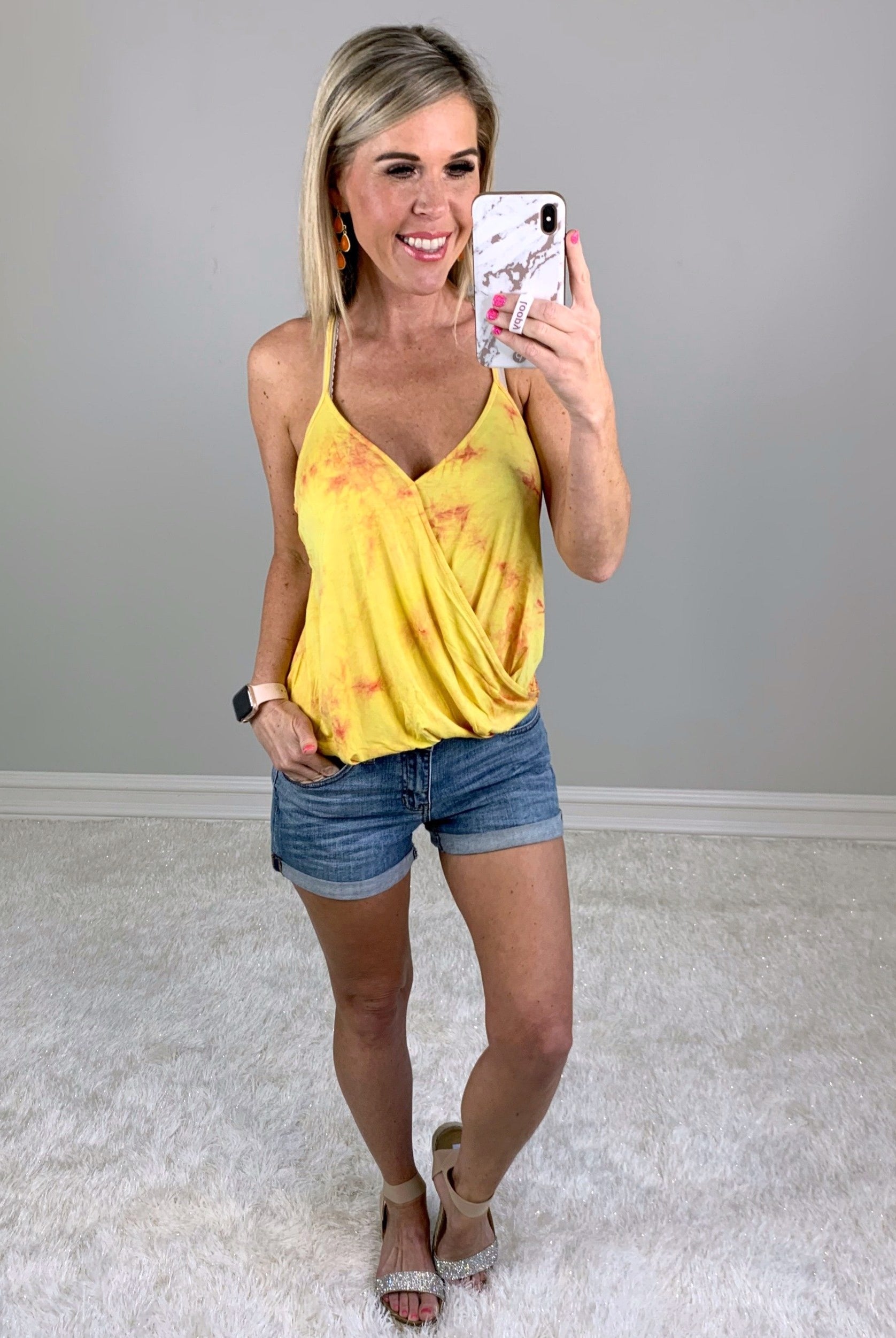 Tye Dye Twist Tank - Yellow-Top-privityboutique.com-Privity Boutique, Women’s Fashion Boutique in Mesa, Arizona