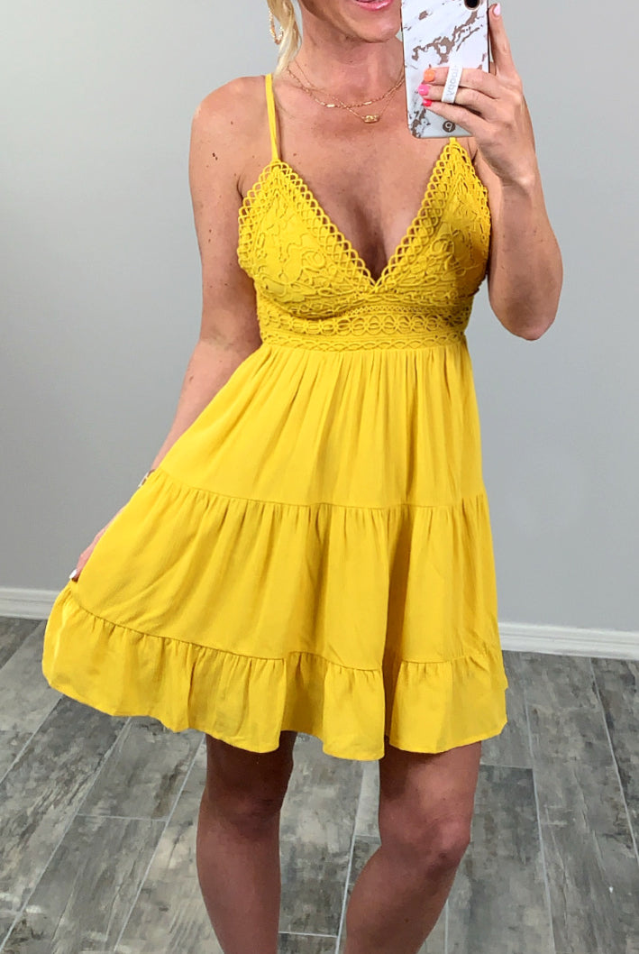 A Romantic Twist Dress - Yellow-Dress-privityboutique.com-Privity Boutique, Women’s Fashion Boutique in Mesa, Arizona