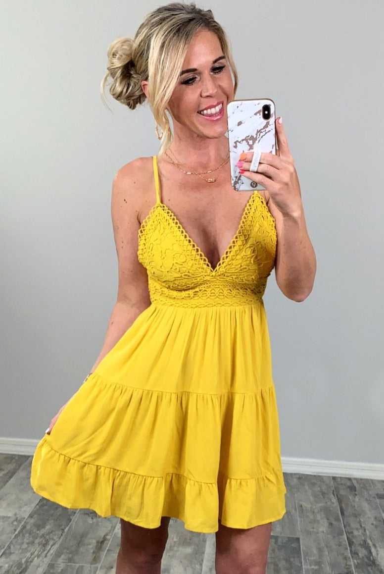 A Romantic Twist Dress - Yellow-Dress-privityboutique.com-Privity Boutique, Women’s Fashion Boutique in Mesa, Arizona