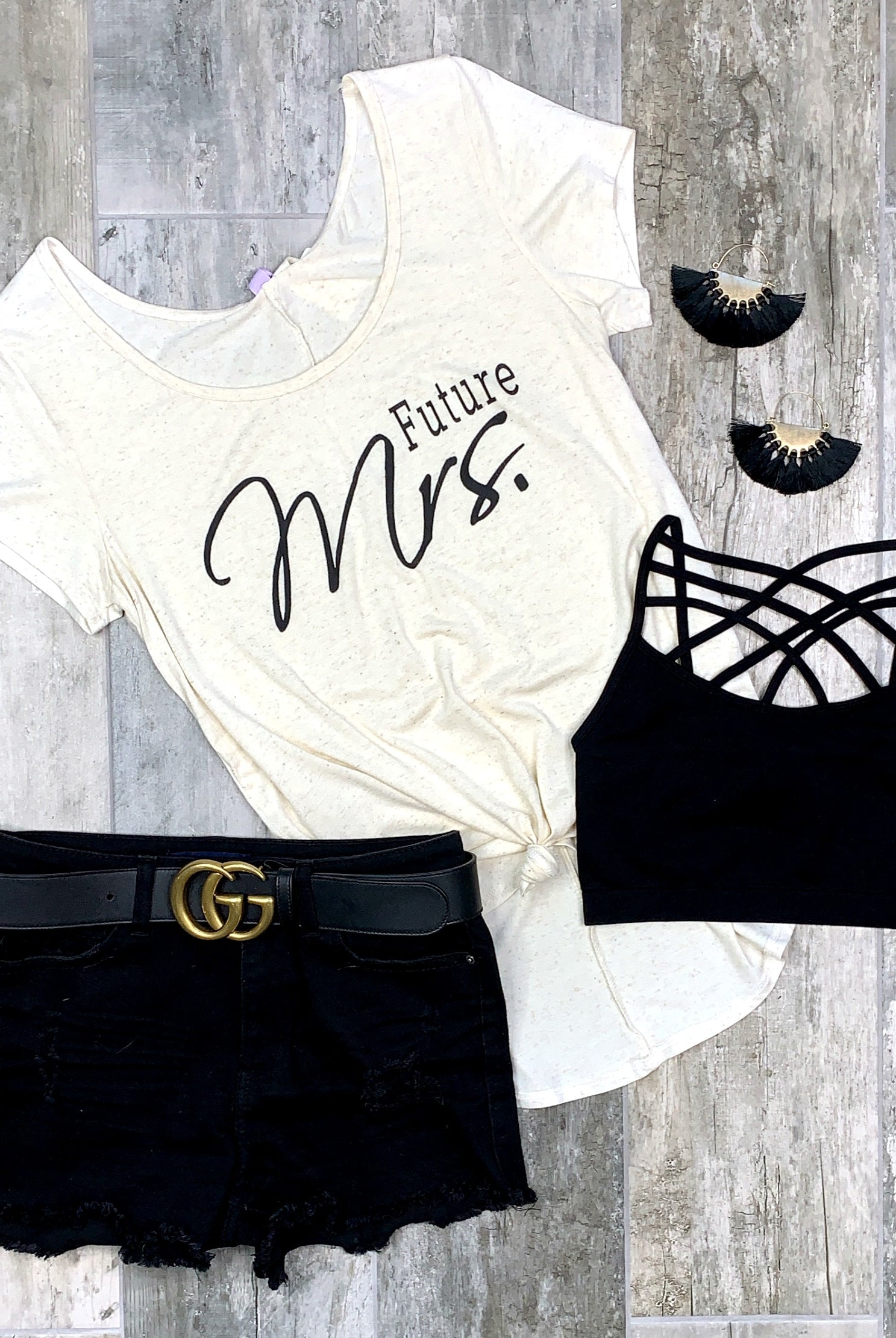 Future Mrs. Short Sleeve Graphic Tee: Oatmeal-Top-privityboutique.com-Privity Boutique, Women’s Fashion Boutique in Mesa, Arizona