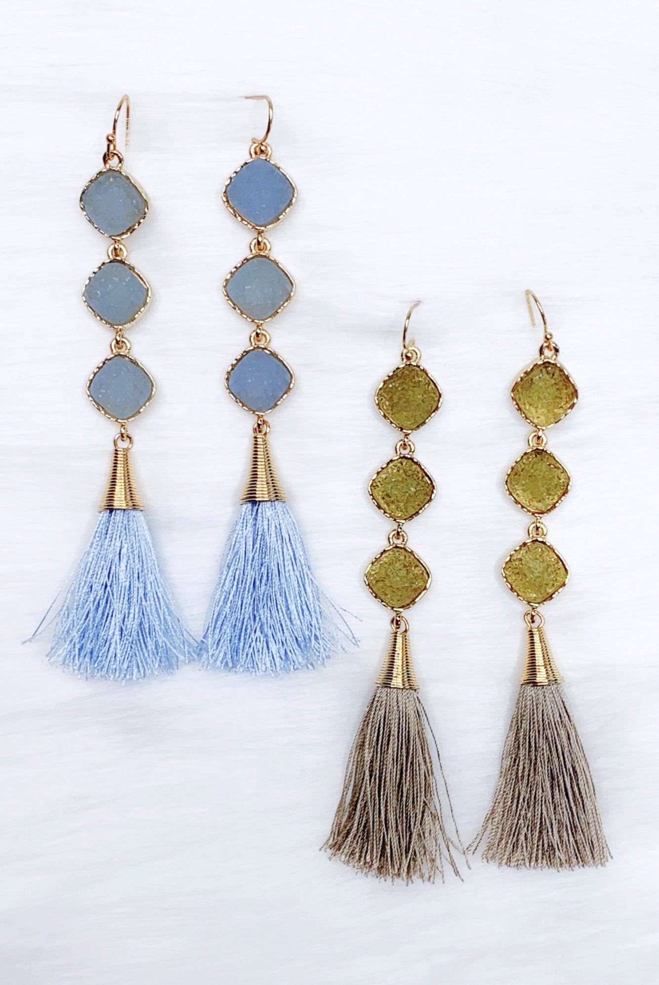 Drops Of Druzy Tassel Earrings-earrings-privityboutique-Privity Boutique, Women’s Fashion Boutique in Mesa, Arizona