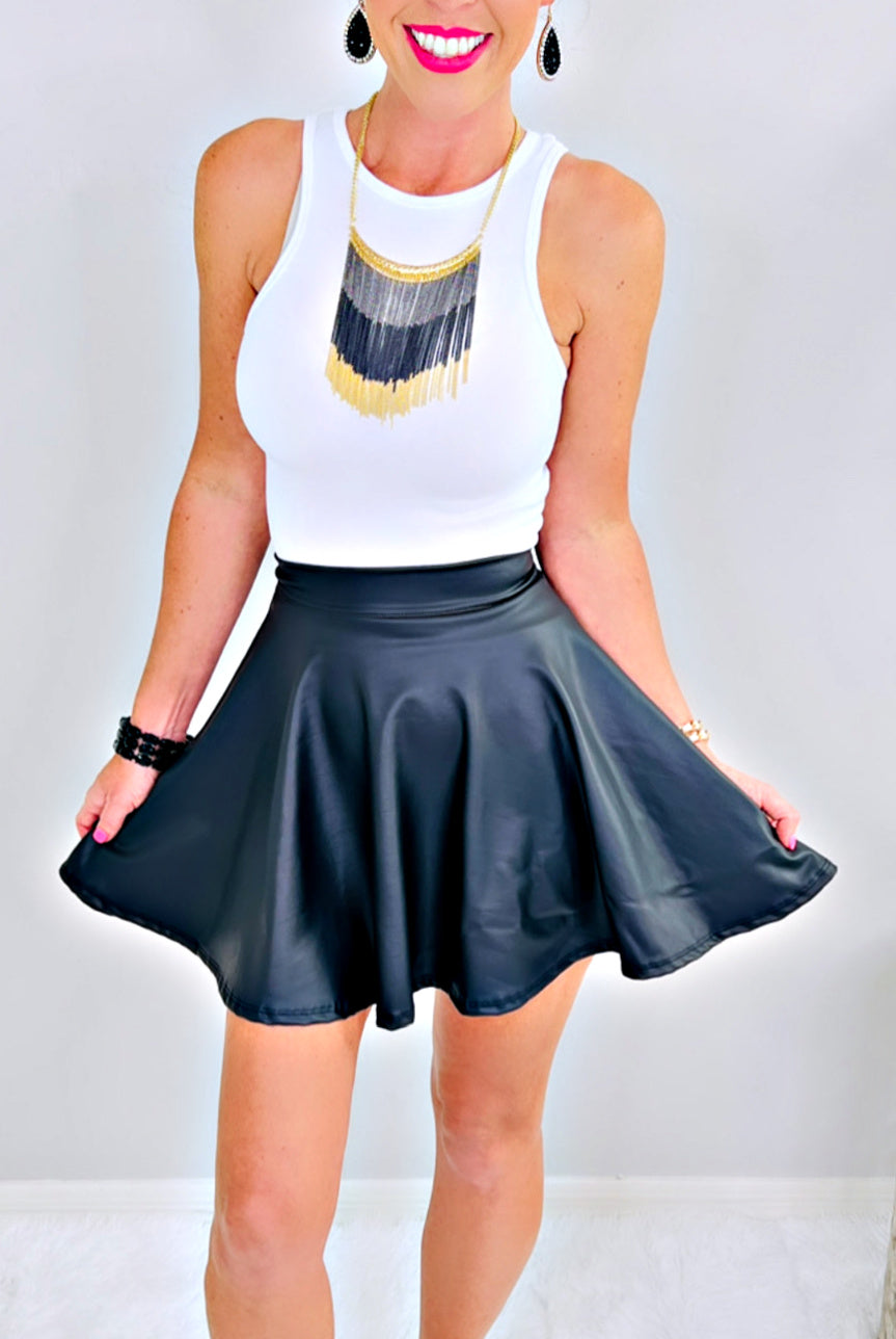 Sleek Shine Faux Leather Skirt-Dress-privityboutique.com-Privity Boutique, Women’s Fashion Boutique in Mesa, Arizona