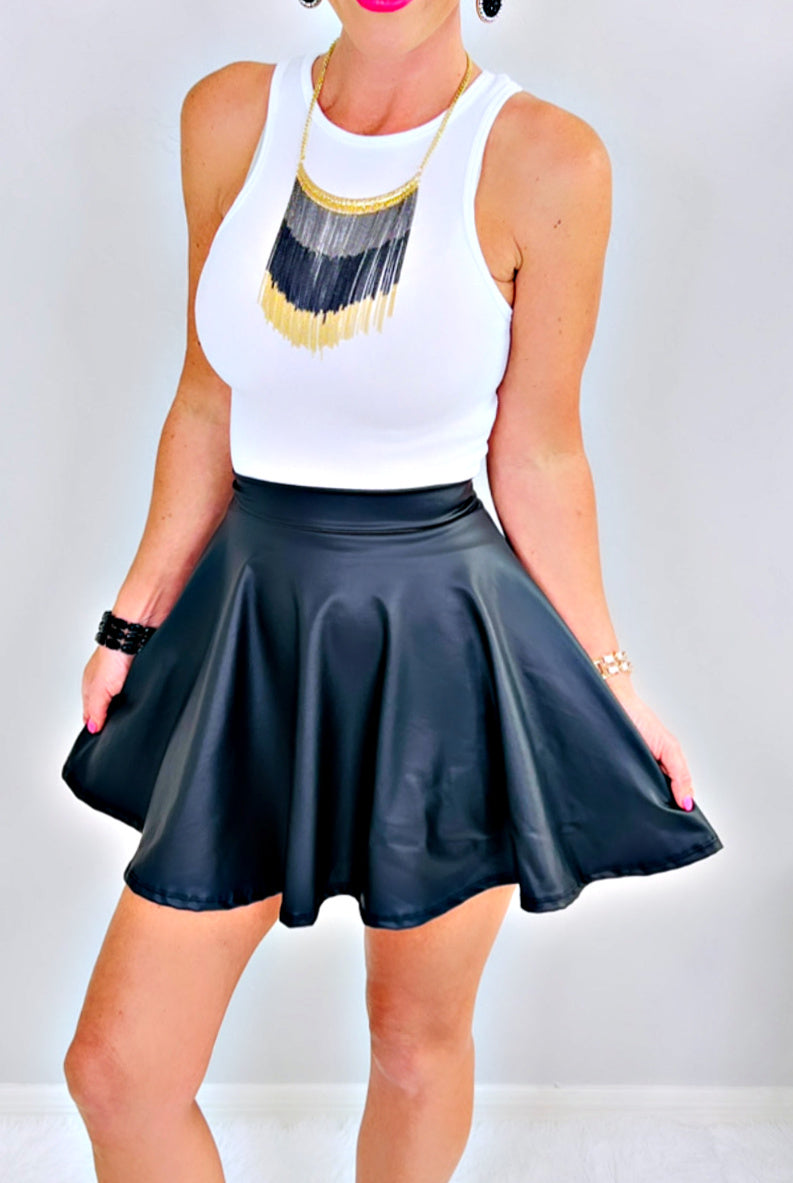 Sleek Shine Faux Leather Skirt-Dress-privityboutique.com-Privity Boutique, Women’s Fashion Boutique in Mesa, Arizona