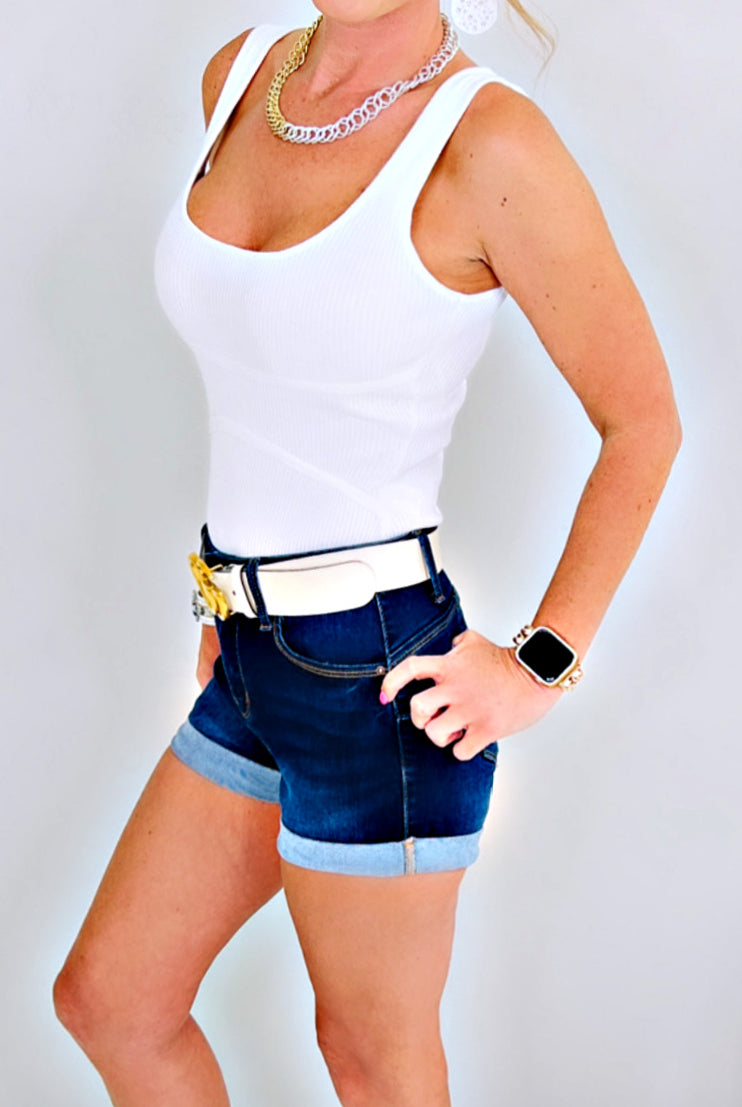 My Priority Denim Shorts - Dark-shorts-privityboutique.com-Privity Boutique, Women’s Fashion Boutique in Mesa, Arizona