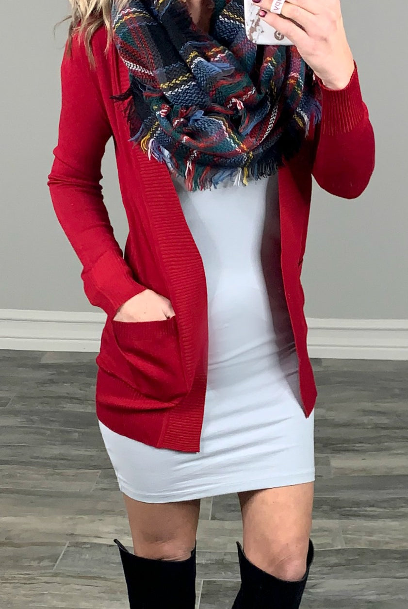 Been Here Waiting Cardigan - Red-flannel-privityboutique-Privity Boutique, Women’s Fashion Boutique in Mesa, Arizona