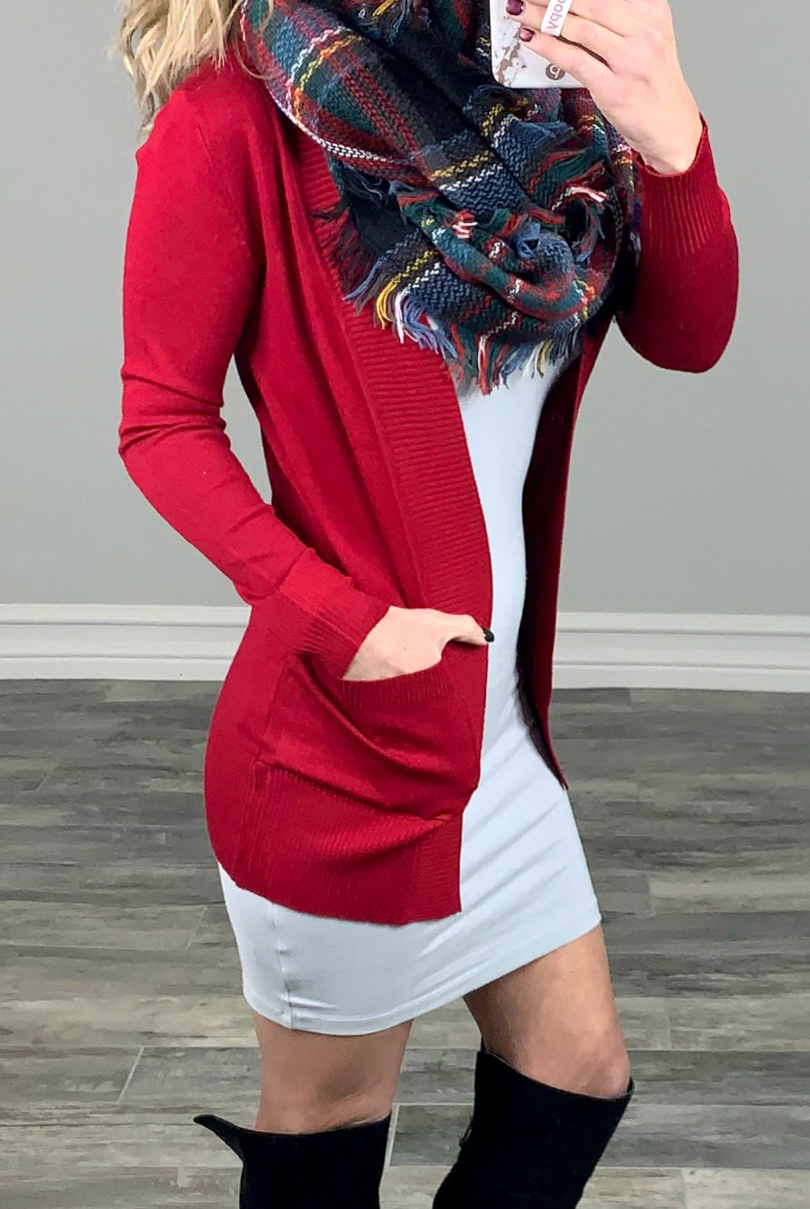 Been Here Waiting Cardigan - Red-flannel-privityboutique-Privity Boutique, Women’s Fashion Boutique in Mesa, Arizona