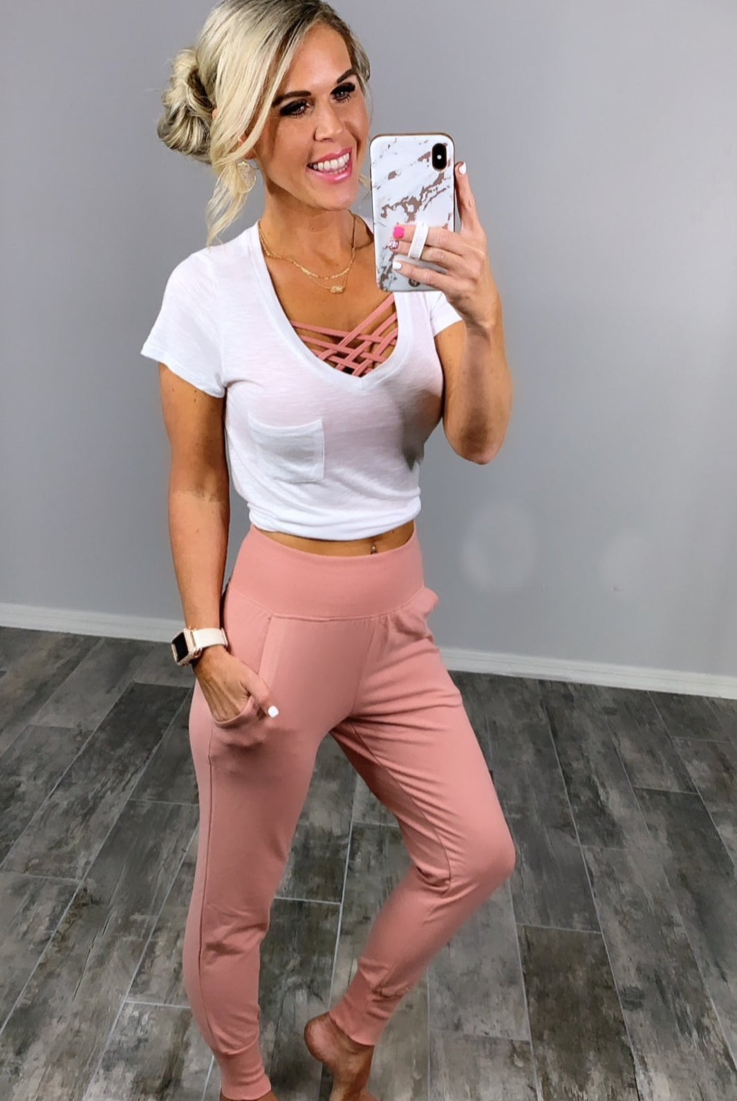 Lounging Around Joggers - Rose-joggers-privityboutique.com-Privity Boutique, Women’s Fashion Boutique in Mesa, Arizona