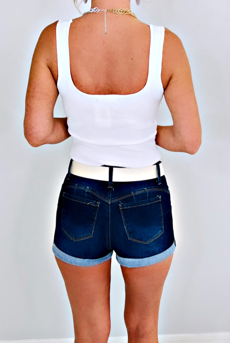 My Priority Denim Shorts - Dark-shorts-privityboutique.com-Privity Boutique, Women’s Fashion Boutique in Mesa, Arizona
