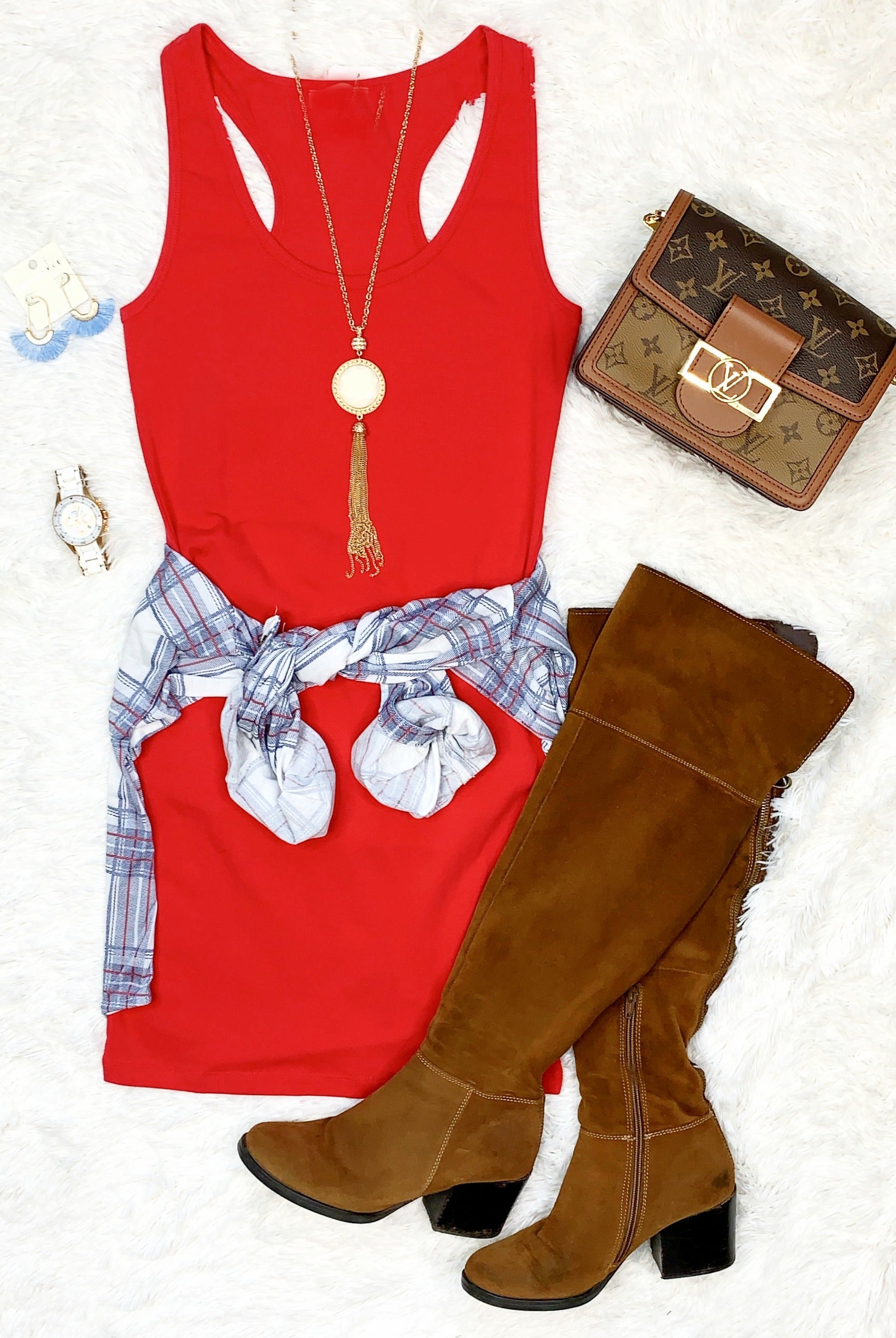 Basic Tank Dress: Red-Top-privityboutique-Privity Boutique, Women’s Fashion Boutique in Mesa, Arizona