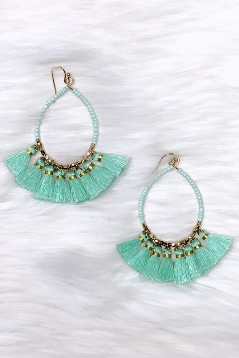Paired Together Mint Tassel Earrings-earrings-privityboutique.com-Privity Boutique, Women’s Fashion Boutique in Mesa, Arizona