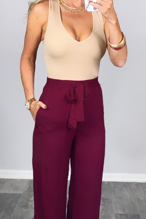 Leave Behind Pants - Burgundy-palazzo-privityboutique.com-Privity Boutique, Women’s Fashion Boutique in Mesa, Arizona