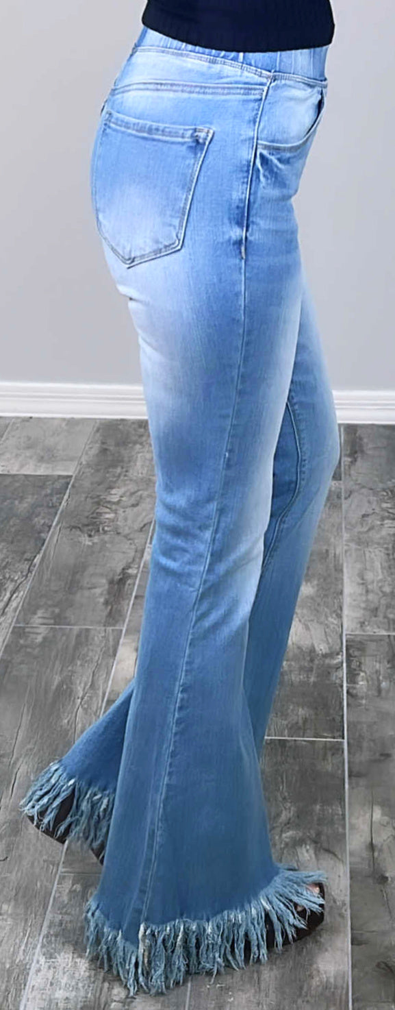 Freedom Calls Light Wash Flare Fringe Jeans-palazzo-privityboutique.com-Privity Boutique, Women’s Fashion Boutique in Mesa, Arizona
