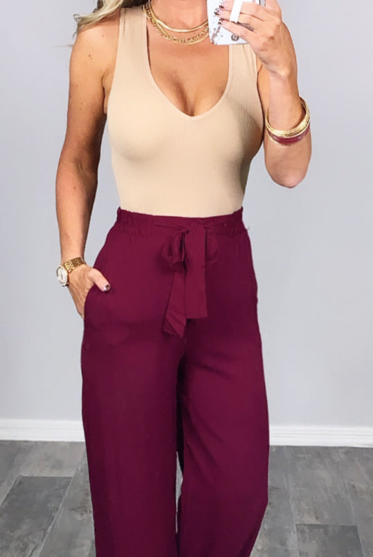 Leave Behind Pants - Burgundy-palazzo-privityboutique.com-Privity Boutique, Women’s Fashion Boutique in Mesa, Arizona