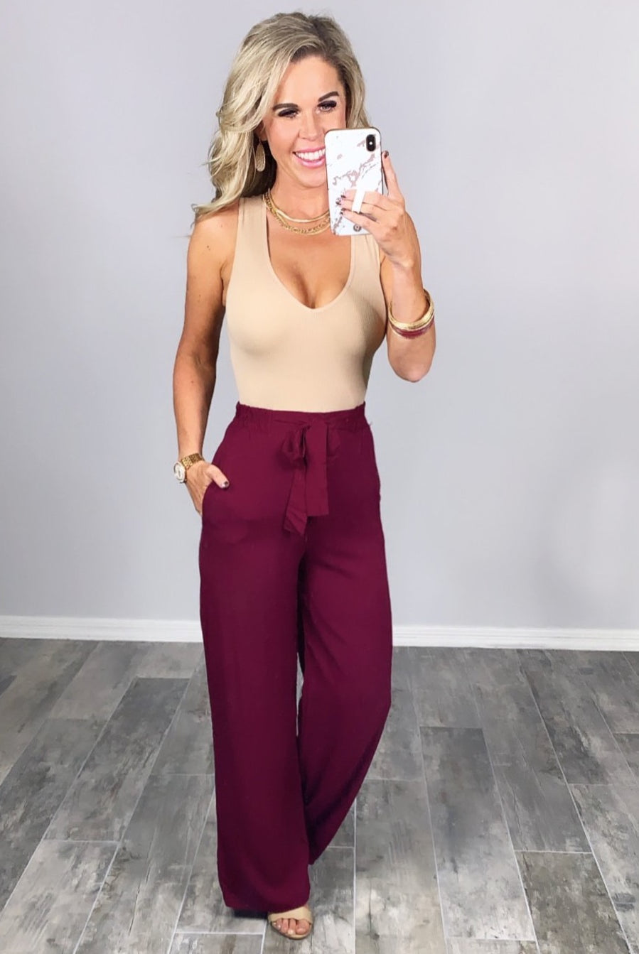 Leave Behind Pants - Burgundy-palazzo-privityboutique.com-Privity Boutique, Women’s Fashion Boutique in Mesa, Arizona