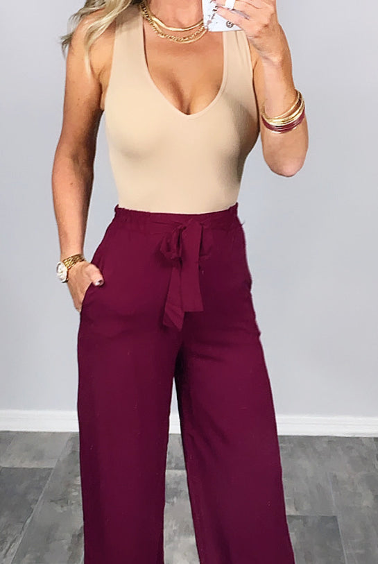 Leave Behind Pants - Burgundy-palazzo-privityboutique.com-Privity Boutique, Women’s Fashion Boutique in Mesa, Arizona