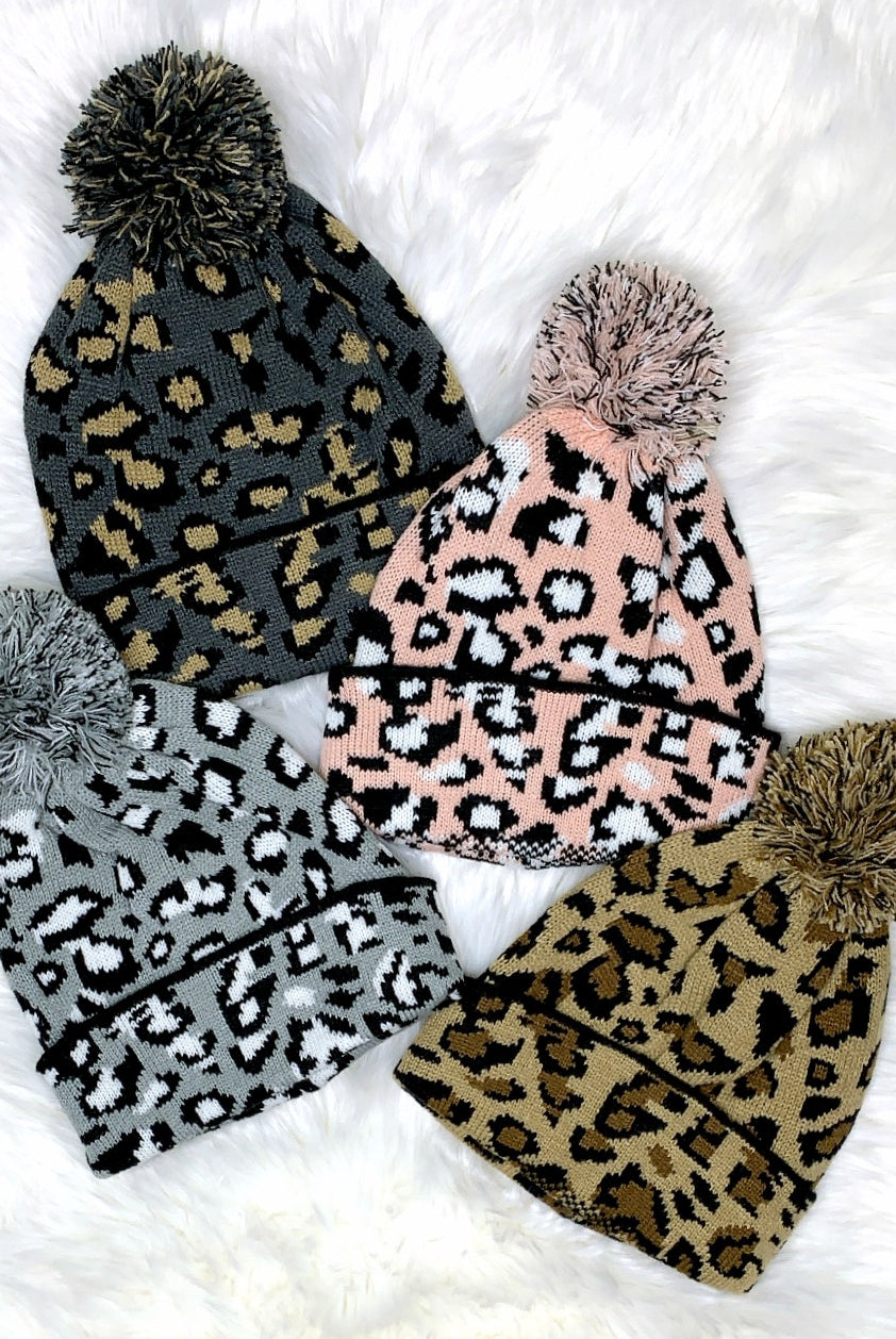 Snow Leopard Beanie - Multiple Colors-privityboutique-Privity Boutique, Women’s Fashion Boutique in Mesa, Arizona