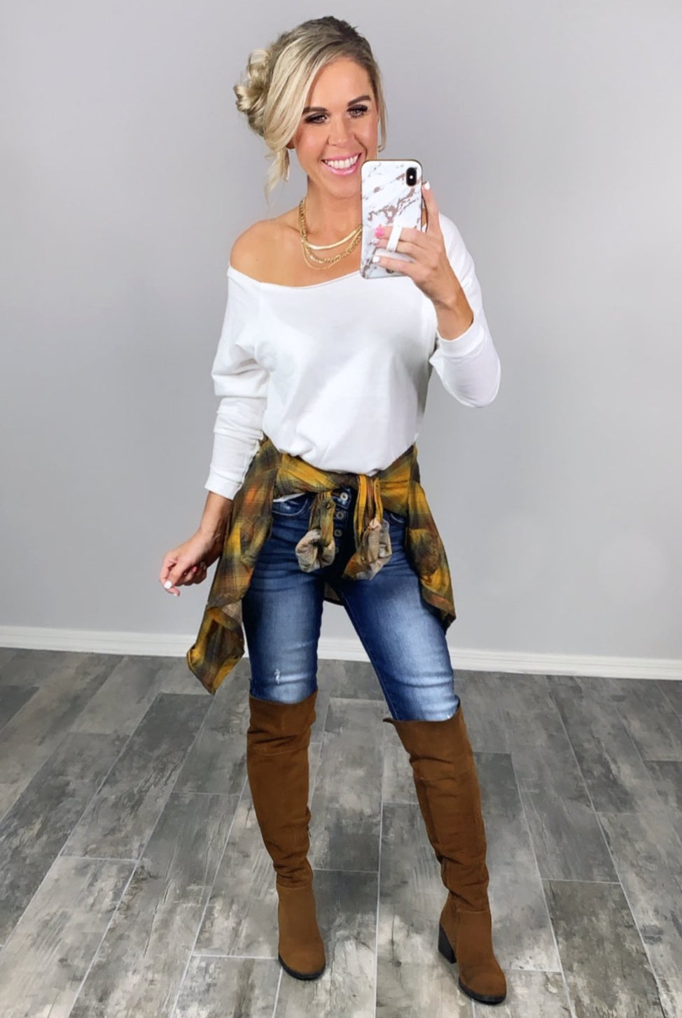 Penny Plaid Flannel Top - Mustard Multi-flannel-privityboutique-Privity Boutique, Women’s Fashion Boutique in Mesa, Arizona