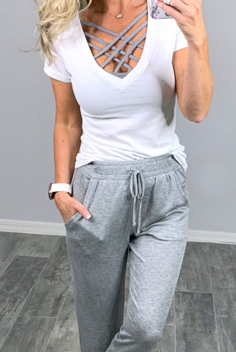 Basic Joggers - Grey-palazzo-privityboutique.com-Privity Boutique, Women’s Fashion Boutique in Mesa, Arizona