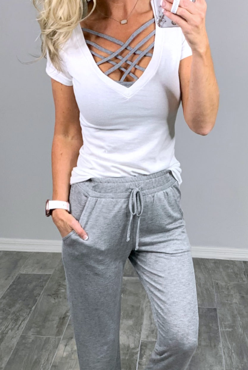 Basic Joggers - Grey-palazzo-privityboutique.com-Privity Boutique, Women’s Fashion Boutique in Mesa, Arizona