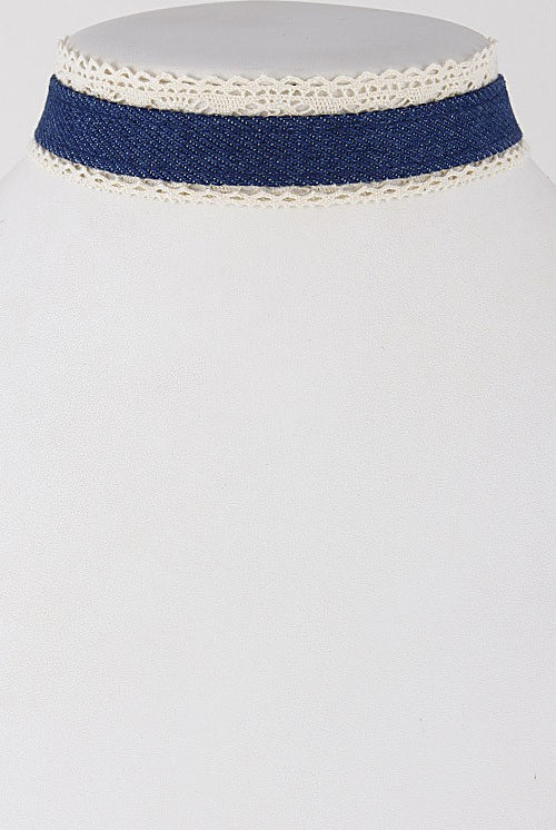Denim Crochet Choker-Necklaces-privityboutique-Privity Boutique, Women’s Fashion Boutique in Mesa, Arizona