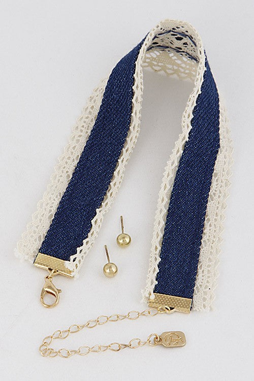 Denim Crochet Choker-Necklaces-privityboutique-Privity Boutique, Women’s Fashion Boutique in Mesa, Arizona