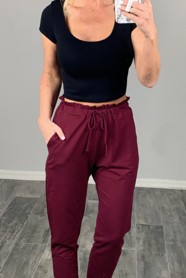 Perfect Pocket Joggers - Burgundy-joggers-privityboutique.com-Privity Boutique, Women’s Fashion Boutique in Mesa, Arizona