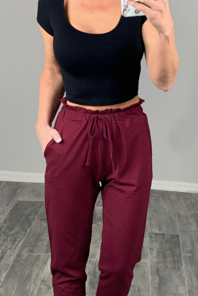 Perfect Pocket Joggers - Burgundy-joggers-privityboutique.com-Privity Boutique, Women’s Fashion Boutique in Mesa, Arizona