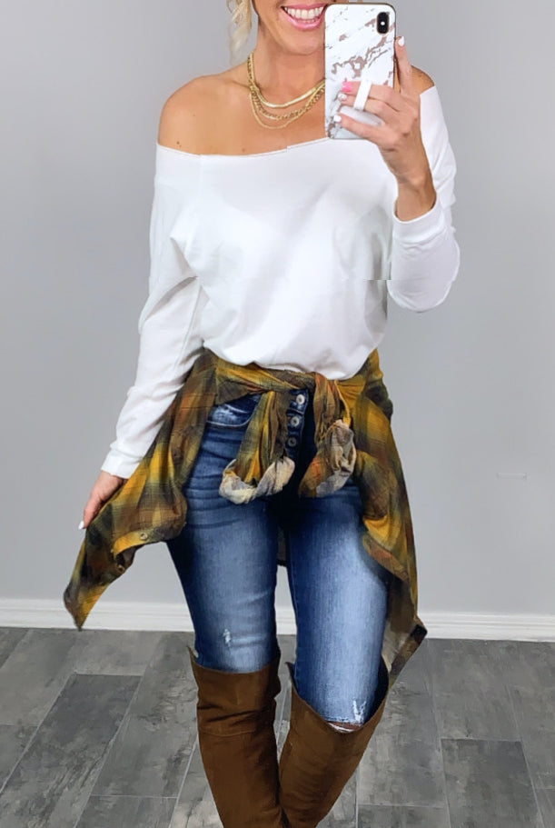 Penny Plaid Flannel Top - Mustard Multi-flannel-privityboutique-Privity Boutique, Women’s Fashion Boutique in Mesa, Arizona