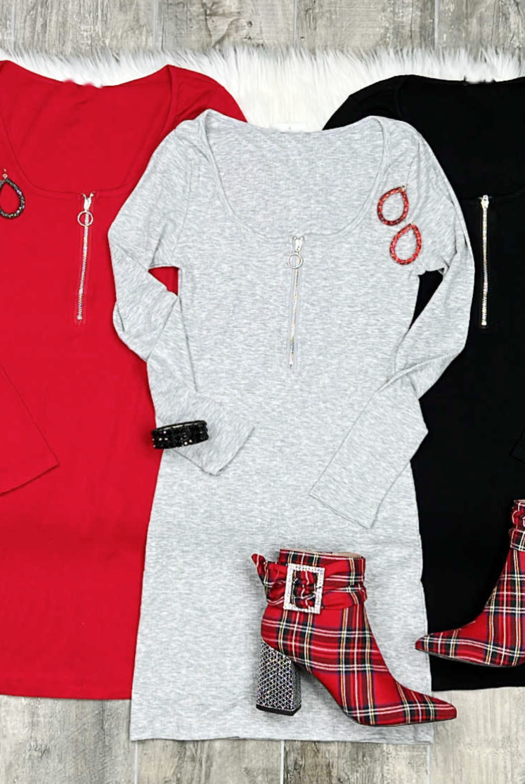 Maybe It Was Love Zip Dress - Multiple Colors-privityboutique-Privity Boutique, Women’s Fashion Boutique in Mesa, Arizona