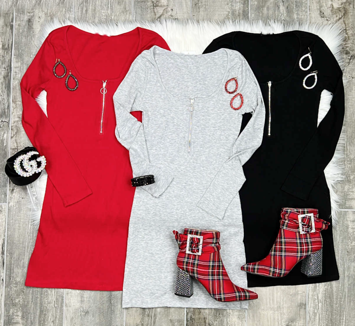 Maybe It Was Love Zip Dress - Multiple Colors-privityboutique-Privity Boutique, Women’s Fashion Boutique in Mesa, Arizona