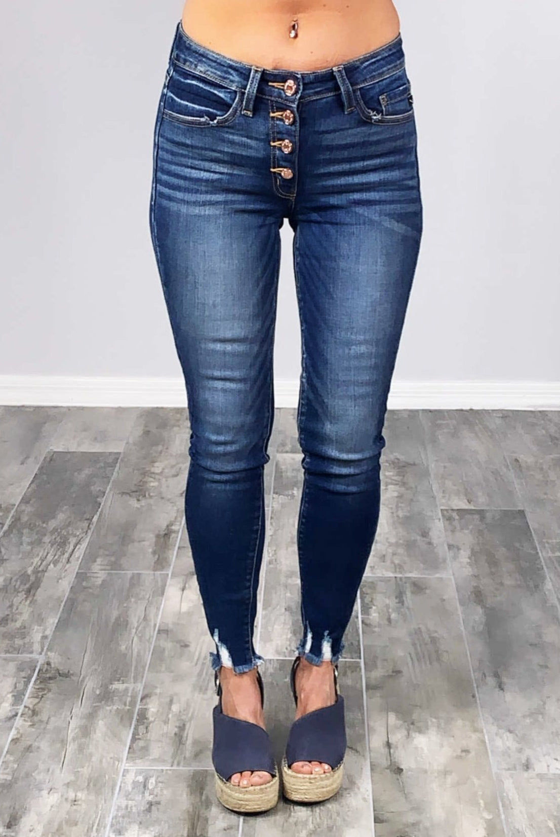 Rose Gold Button Raw Hem Jeans-jeans-privityboutique-Privity Boutique, Women’s Fashion Boutique in Mesa, Arizona