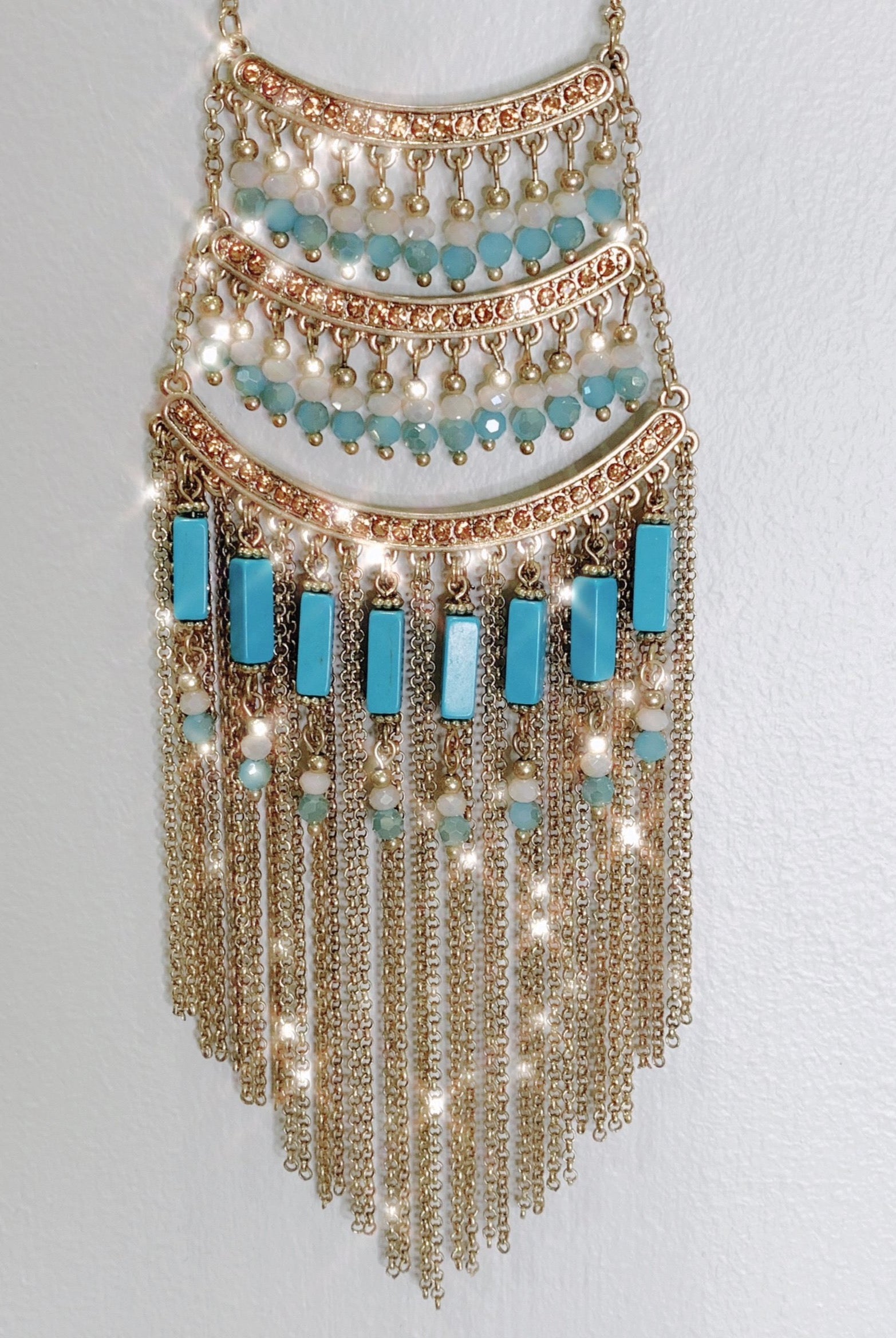 Never Too Much Tassel Necklace: Turquoise-necklace-privityboutique.com-Privity Boutique, Women’s Fashion Boutique in Mesa, Arizona