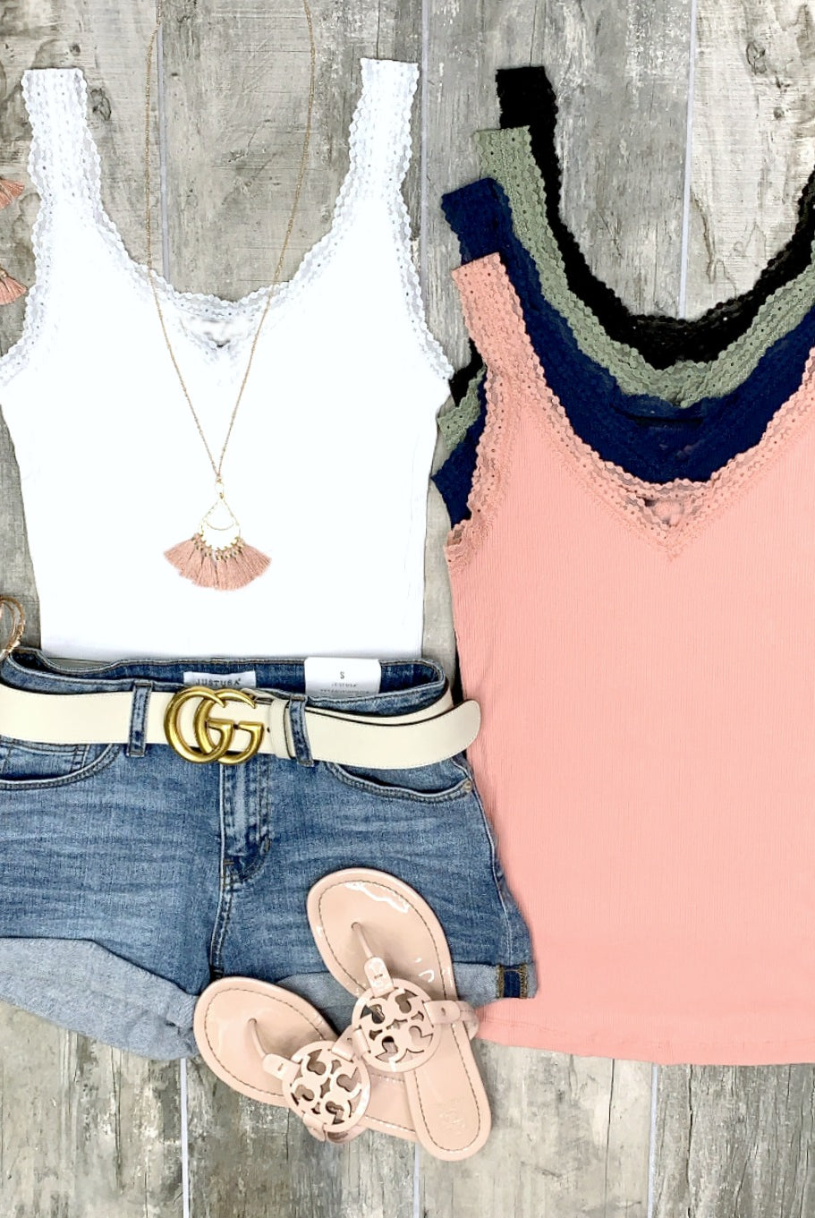 Lace Ribbed V-Neck Tank-Top-privityboutique-Privity Boutique, Women’s Fashion Boutique in Mesa, Arizona